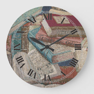 Decorative Vintage Books Background Wall Clock Große Wanduhr