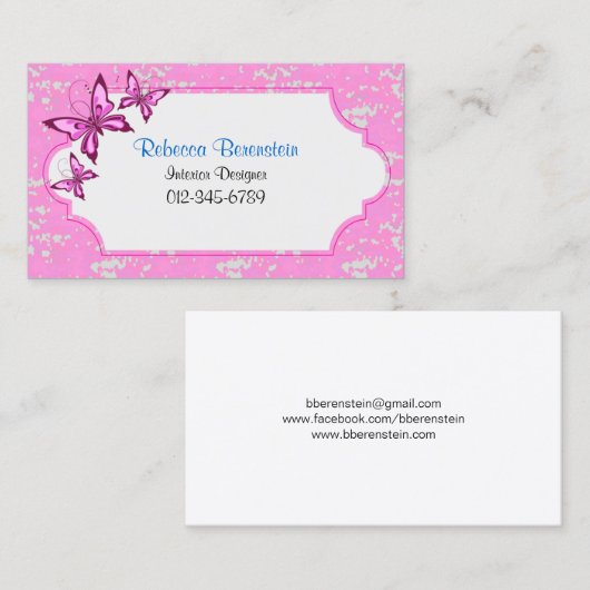 Decorative Visitenkarte Retro Butterfly Frame (Vorne/Hinten)