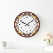 Decorative Wall Clock::Brauner Rahmen Große Wanduhr (Zuhause)