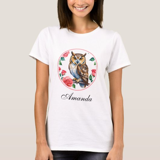 Decorative Wasserfarbe mit Rose T-Shirt (Vorderseite)