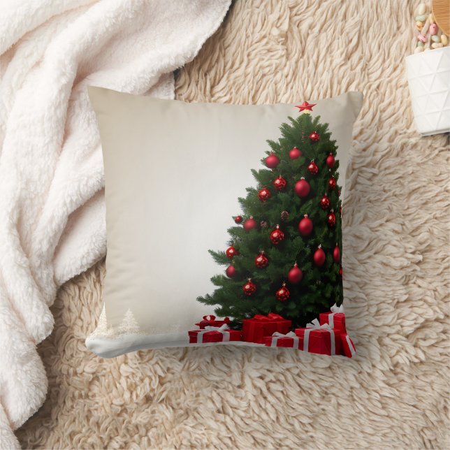 Decorative Weihnachts Gold Glitzer Tree Red Kissen (Decke)
