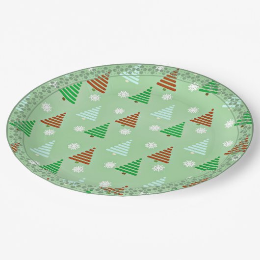 Decorative Weihnachtsbaummuster Papier Teller (Schrägansicht)