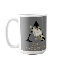 Decorative weiße Floral Gold Akzente Monogramm A