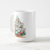 Decorative Whimsical Happy Holidays Christmas Tree Kaffeetasse (Vorderseite Links)