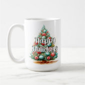 Decorative Whimsical Happy Holidays Christmas Tree Kaffeetasse (Links)