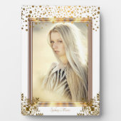 Decorative White & Gold Confetti - DIY Foto Fotoplatte (Vorderseite)