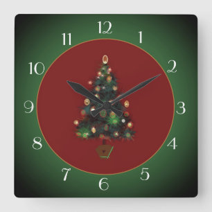 Decorative XmasTree Red /Green> Xmas Clock Quadratische Wanduhr