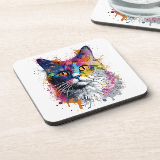 Decorativo Gato caleidoscopio Getränkeuntersetzer (Linke Seite)