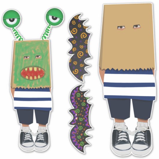 Decorieren oder Farbkids-Beutel Maske für Hallowee Aufkleber (Vorderseite)