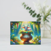 Decorierte Kuh in Pongal Pot Postkarte (Stehend Vorderseite)