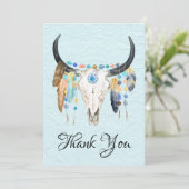 Decorierter Kuhschädel dank Flachkarte Einladung (Stehend Vorderseite)