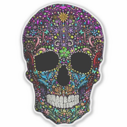 Decorierter Schädel Aufkleber (Vorderseite)
