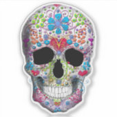 Decorierter Schädel Aufkleber (Vorderseite)