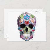 Decorierter Schädel Postkarte (Vorne/Hinten)