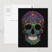 Decorierter Schädel Postkarte (Vorne/Hinten)