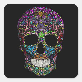 Decorierter Schädel Quadratischer Aufkleber