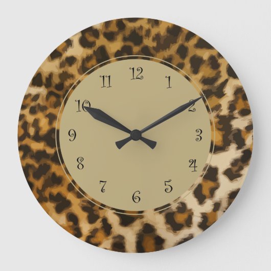 Decoruhr aus Naturleopard Große Wanduhr (Vorderseite)