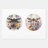 Decoupage 12" Circular Rounds Dragonflies  Geschenkpapier Set (Vorderseite 2)