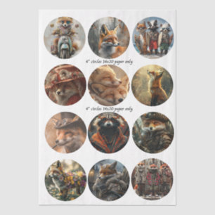 Decoupage 12 Fuchs 4" Untersetzer Wald Designs Seidenpapier