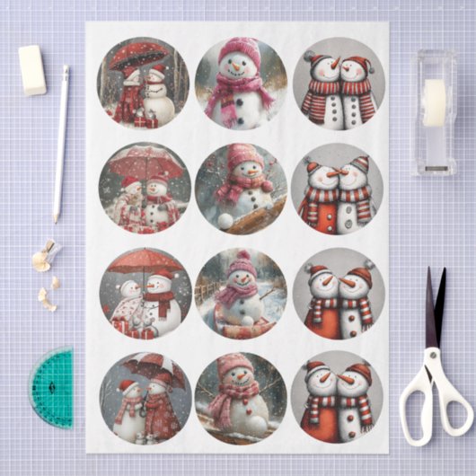 Decoupage 12 Whimsical 4" Coaster Santa Designs  Seidenpapier (Handwerk)
