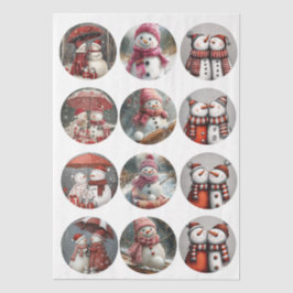 Decoupage 12 Whimsical 4" Coaster Santa Designs  Seidenpapier