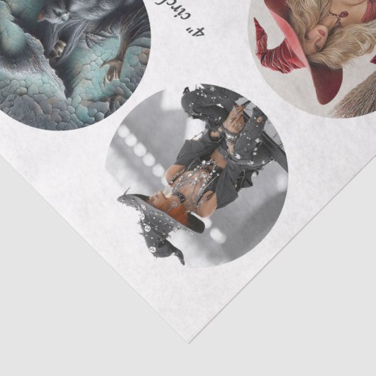 Decoupage 12 Witch Coaster Set 4" Circle Designs  Seidenpapier (Detail)