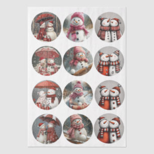 Decoupage 12 wunderliche 4" Untersetzer Santa Desi Seidenpapier