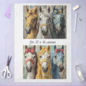 Decoupage 12x16 Whimsical 3 Panel Horses Seidenpapier (Basteln)