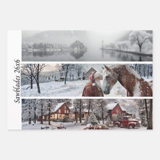 Decoupage 26x6" Winterkollektion Handsäge Designs Geschenkpapier Set (Vorderseite)