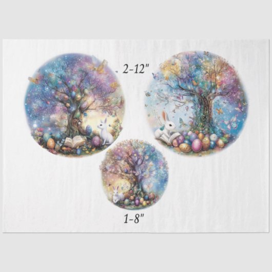 Decoupage 2-12" & 1-8" runde Oster-Eier-Baum Seidenpapier (Vorderseite)