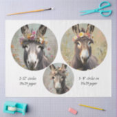 Decoupage 2-12" Circle & 8" Whimsical Donkey Trio Seidenpapier (Basteln)