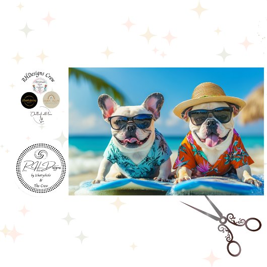 Decoupage 2 Beach Day French Bulldogs Seidenpapier