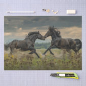 Decoupage 2 Majestic Black Wild Stallis Seidenpapier (Handwerk)