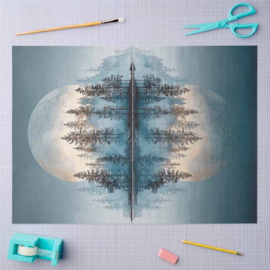 Decoupage 2 Moons Reflektion ruhige Atmosphäre Seidenpapier (Basteln)