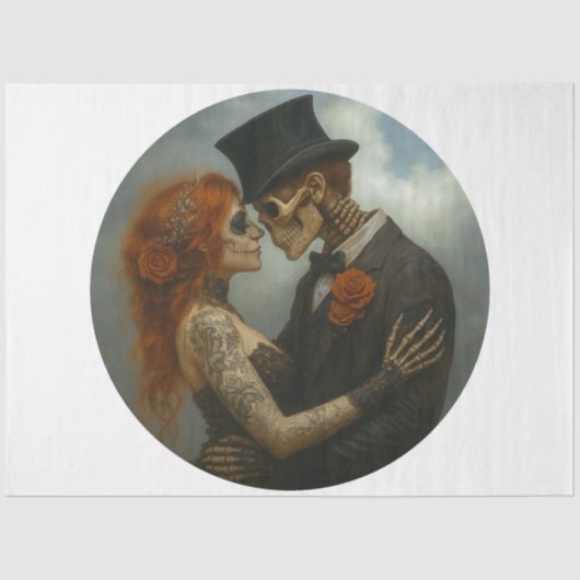 Decoupage 2 Skeleton Lovers Getting Married Seidenpapier (Vorderseite)