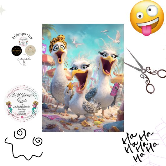 Decoupage 3 Crazy Seagull Wackadoodles  Seidenpapier