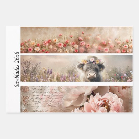 Decoupage 3 Designs Farm Girl & Pig Handsaws Geschenkpapier Set (Vorderseite 3)