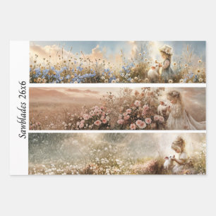 Decoupage 3 Designs Farmgirl & Schweine-Handsägen Geschenkpapier Set