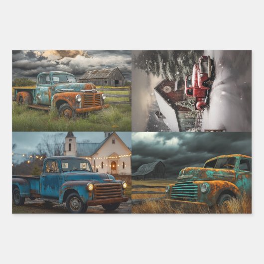 Decoupage 3 Designs Oster, LKWs, Untersetzer Geschenkpapier Set (Vorderseite 3)