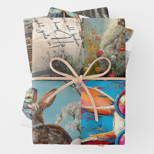 Decoupage 3 Designs Oster, LKWs, Untersetzer Geschenkpapier Set (Beispiel)