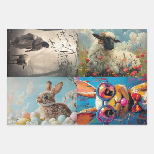 Decoupage 3 Designs Oster, LKWs, Untersetzer Geschenkpapier Set (Vorderseite)