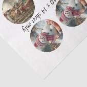 Découpage 3" Form Schneekugel Schneemann & Mädchen Seidenpapier (Ausschnitt)