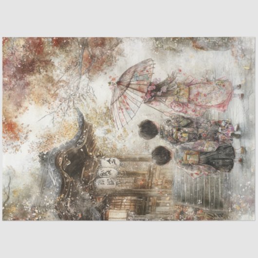 Decoupage 3 Kinder Kimonos & Parasol Seidenpapier (Vorderseite)