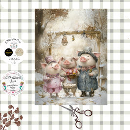Decoupage 3 kleine Schweine Geschichte Buch Wald Seidenpapier