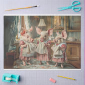 Decoupage 3 Kleine Schweine Schachtel Kleider Küch Seidenpapier (Basteln)