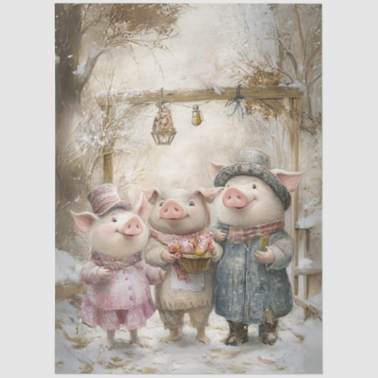 Decoupage 3 Little Pigs Story Book Forest  Seidenpapier (Vorderseite)