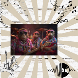 Decoupage 3 Monkey's Tropical Band Seidenpapier