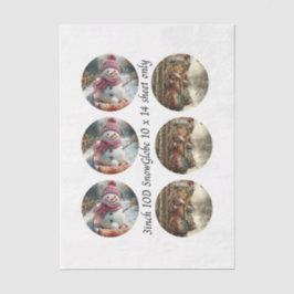 Decoupage 3" Mould Snow Globe Snowman & Girl  Seidenpapier