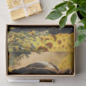 Decoupage 3 Pferde, die Feldsonnenblumen laufen Seidenpapier (Geschenk)