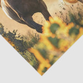 Decoupage 3 Pferde, die Feldsonnenblumen laufen Seidenpapier (Detail)